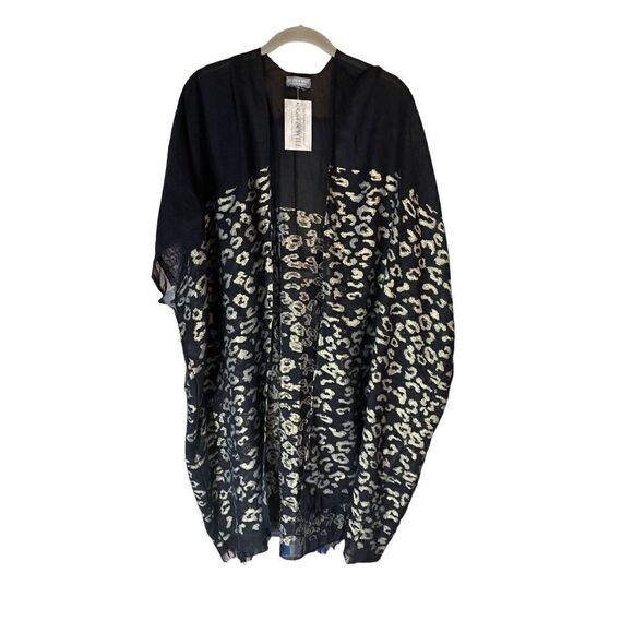 NWT Randi & will collection women’s black cheetah caftan OS - Picture 3 of 6